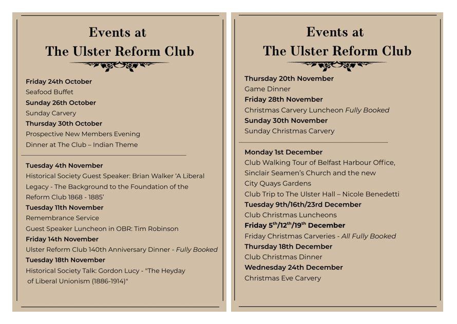 Autumn Winter Events Calendar