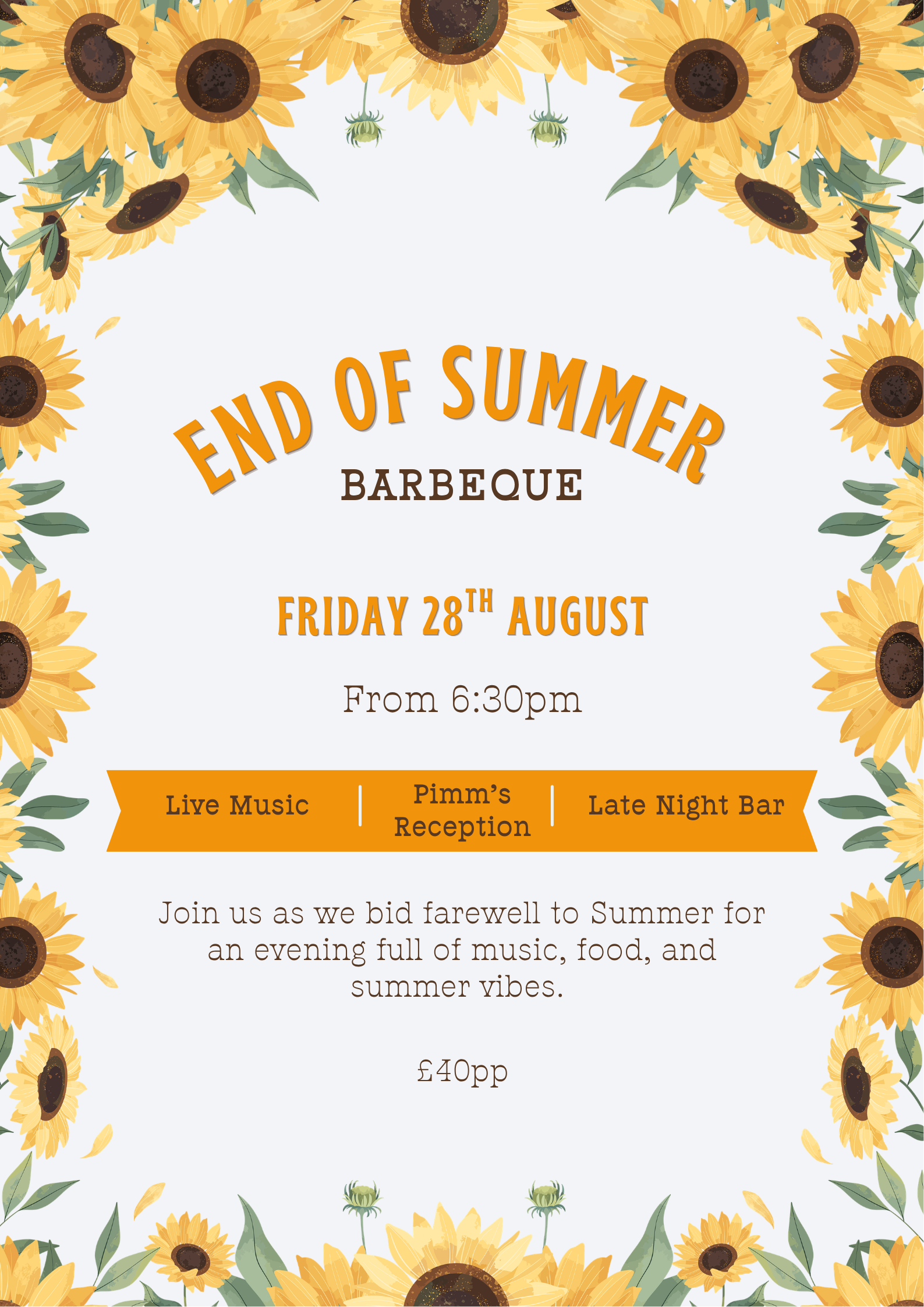 Teal Illustrative Summer BBQ Party Poster